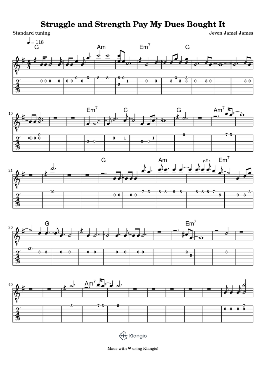 Struggle And Strength Paid Dues To Heaven Electric Guitar scores gallery preview page 1