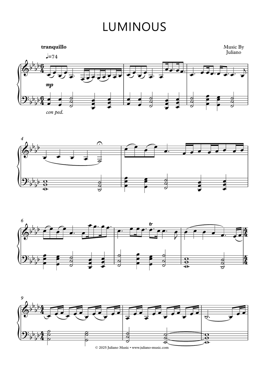 Luminous Piano Solo scores gallery preview page 1