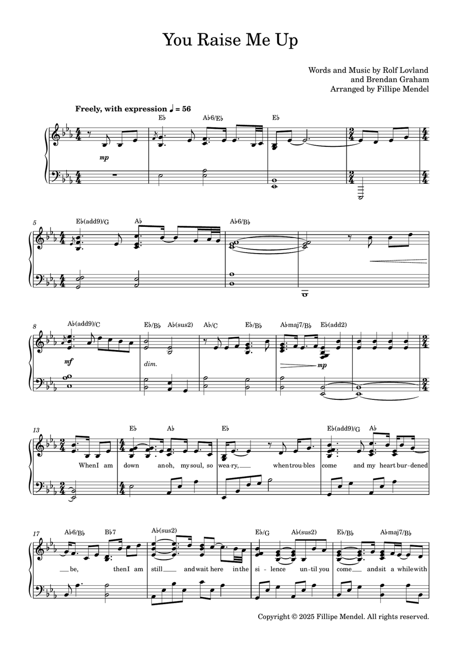 You Raise me Up You Raise me Up Piano, Vocal scores gallery preview page 2