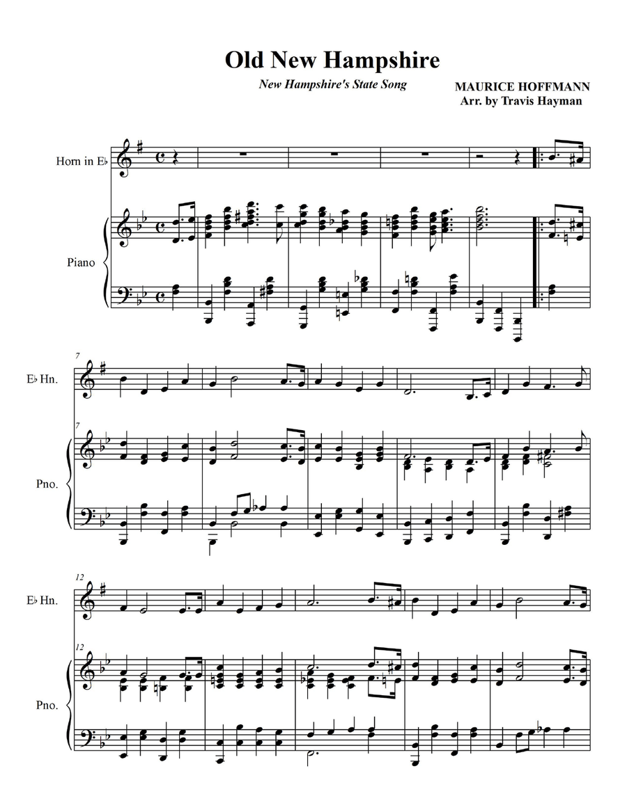 Old New Hampshire - for Horn in Eb with Piano Accompaniment Piano scores gallery preview page 3