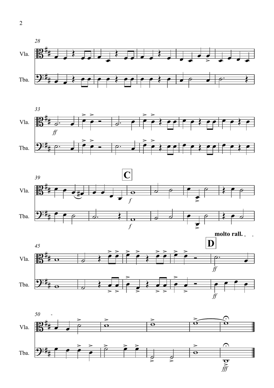 Hallelujah Chorus for Viola and Tuba Duet Tuba scores gallery preview page 2