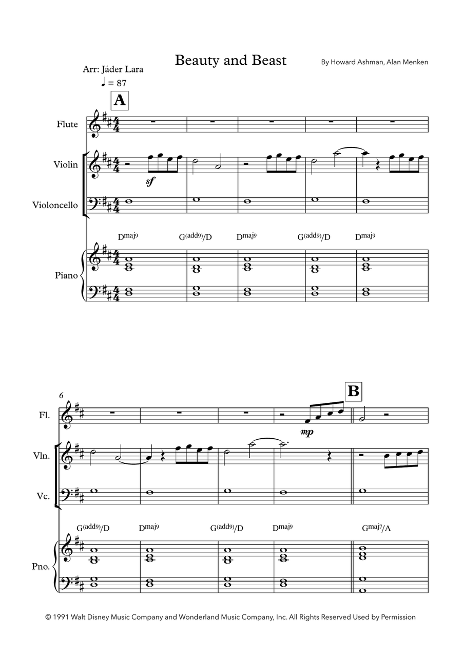 Beauty And The Beast Small Ensemble scores gallery preview page 1