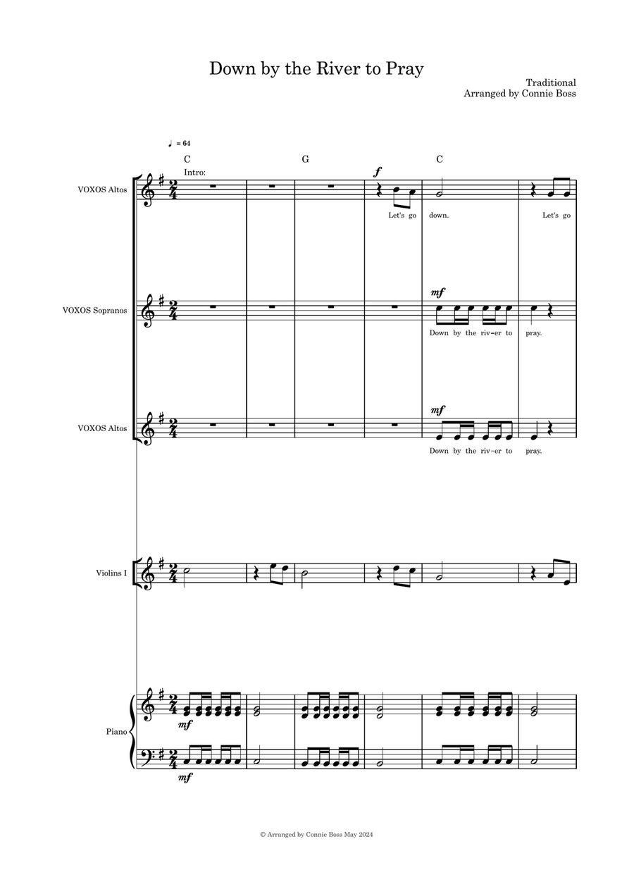 Down by the River to Pray trio violin and piano Small Ensemble scores gallery preview page 1