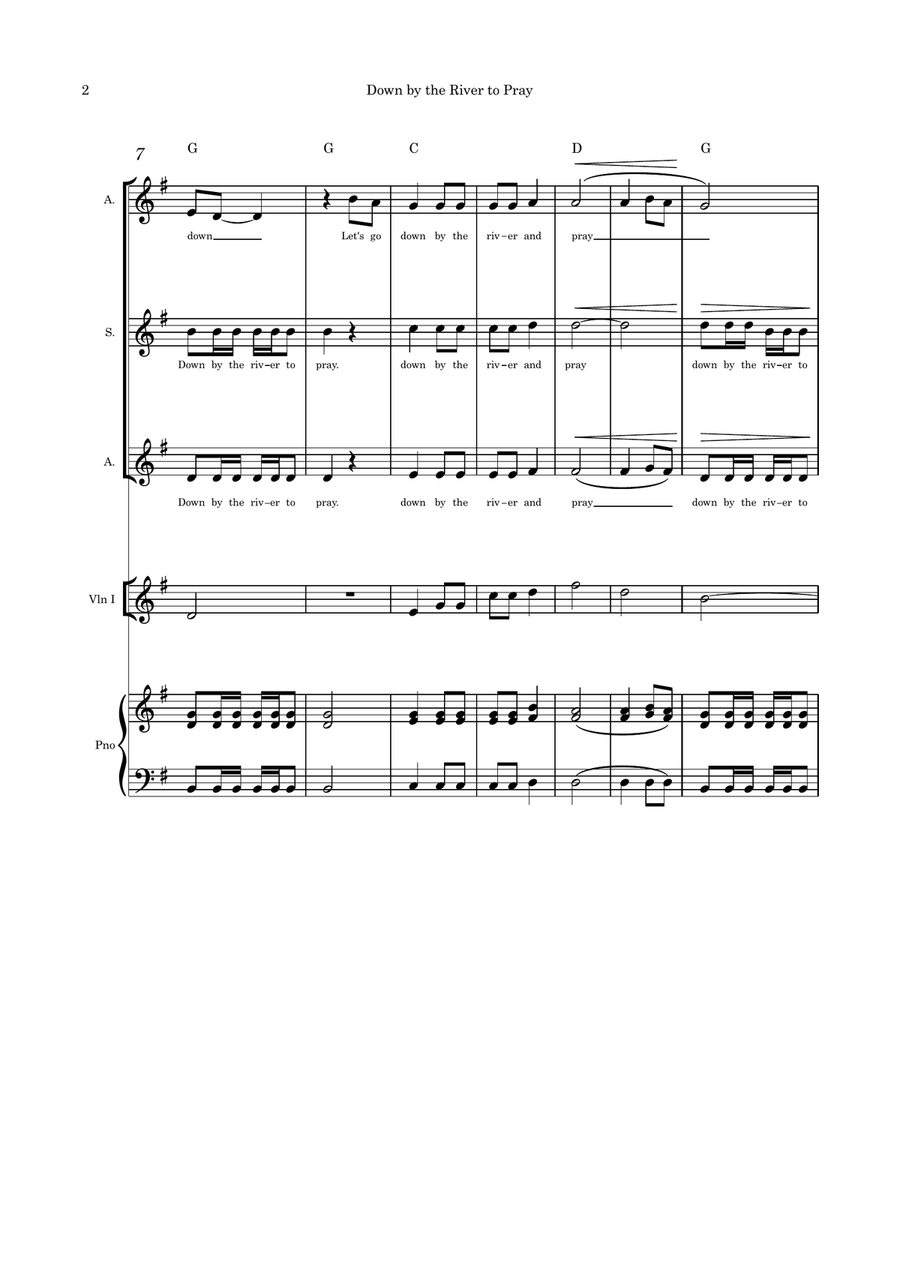 Down by the River to Pray trio violin and piano Small Ensemble scores gallery preview page 2