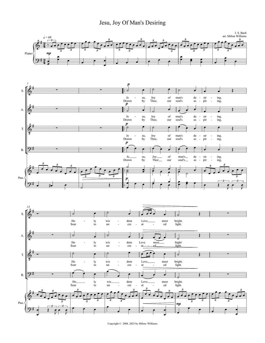 Jesu, Joy of Man's Desiring 4-Part scores gallery preview page 1