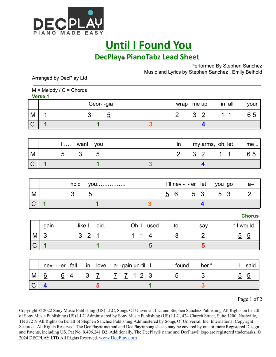 Until I Found You Easy Piano scores gallery preview page 1
