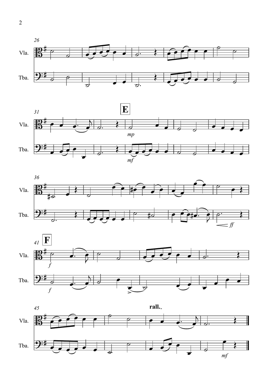 Thine Be The Glory for Viola and Tuba Duet Tuba scores gallery preview page 2