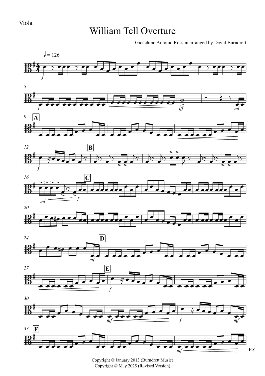 William Tell Overture for Viola and Tuba Duet Tuba scores gallery preview page 5