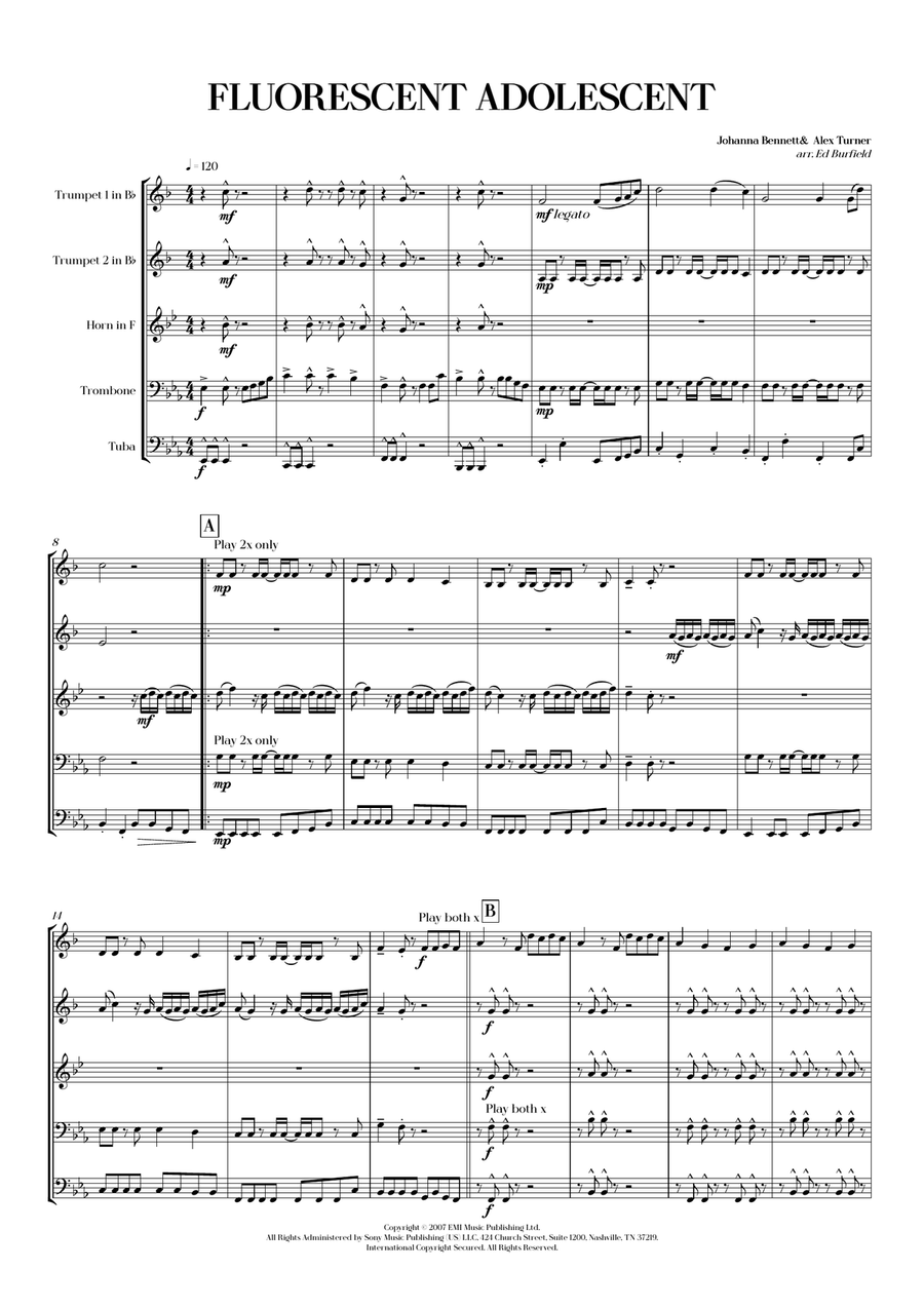 Fluorescent Adolescent Brass Quintet scores gallery preview page 3
