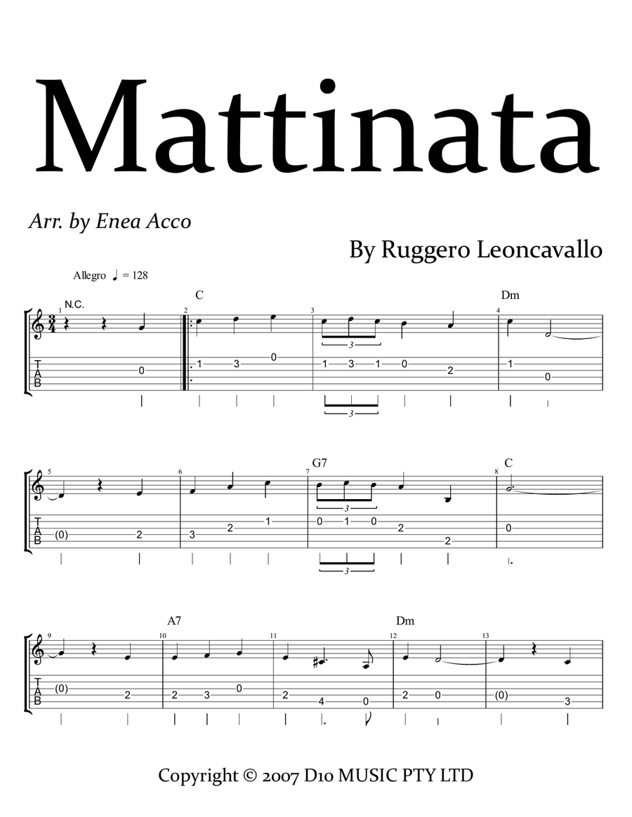 Mattinata Mattinata Piano scores gallery preview page 1