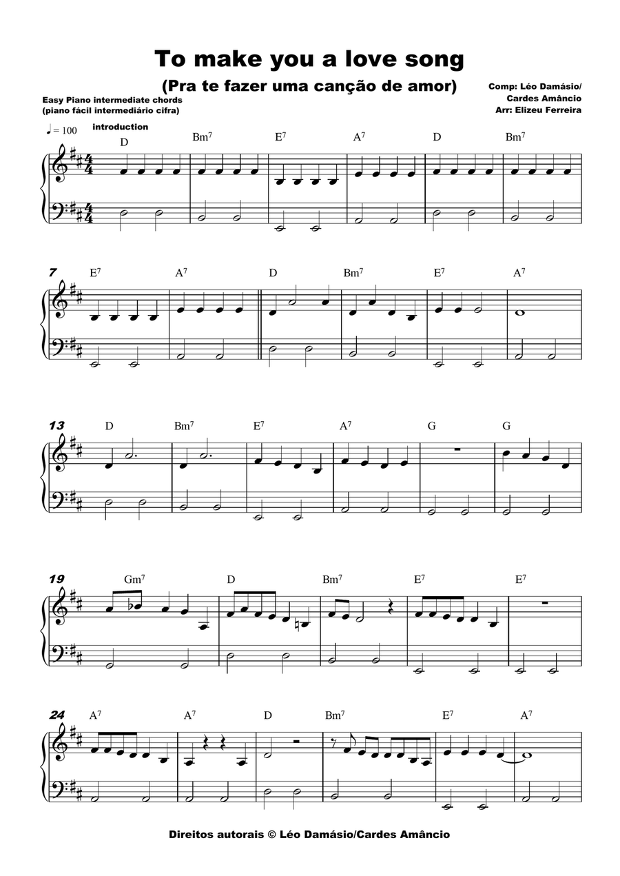 To make you a love song To make you a love song Easy Piano scores gallery preview page 1