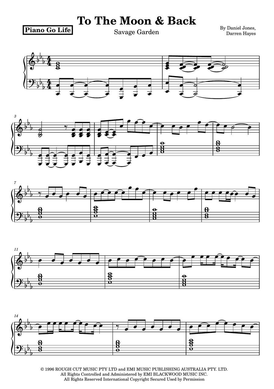 To The Moon & Back To The Moon & Back Piano Solo scores gallery preview page 1