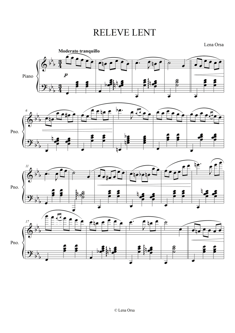 Releve Lent | Ballet Class Music Piano Method scores gallery preview page 1