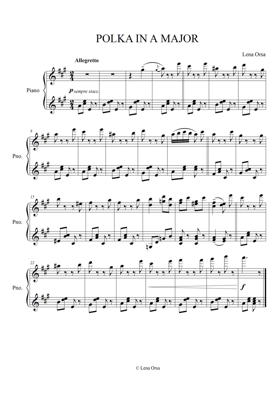 Polka in A Major | Ballet Class Music Piano, Vocal scores gallery preview page 1