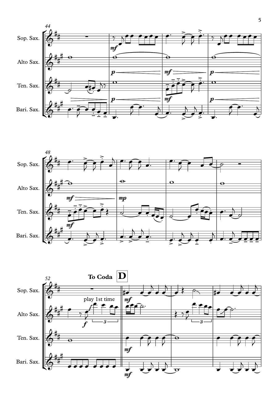 Baker Street Baker Street Saxophone Quartet scores gallery preview page 5