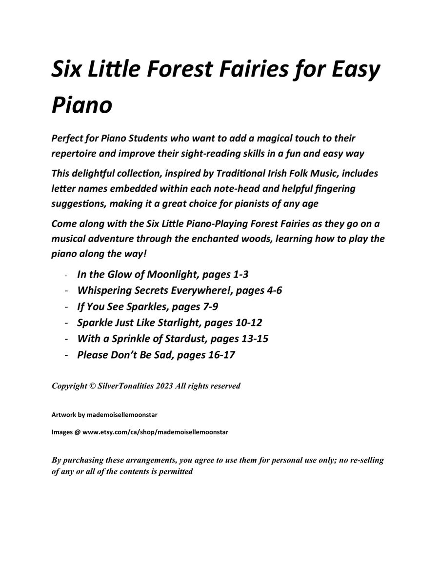 Six Little Forest Fairies for Easy Piano Piano Method scores gallery preview page 2