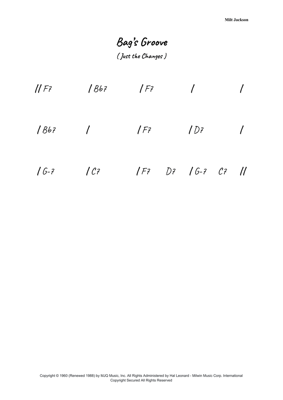 Bag's New Groove Bag's New Groove Piano scores gallery preview page 1