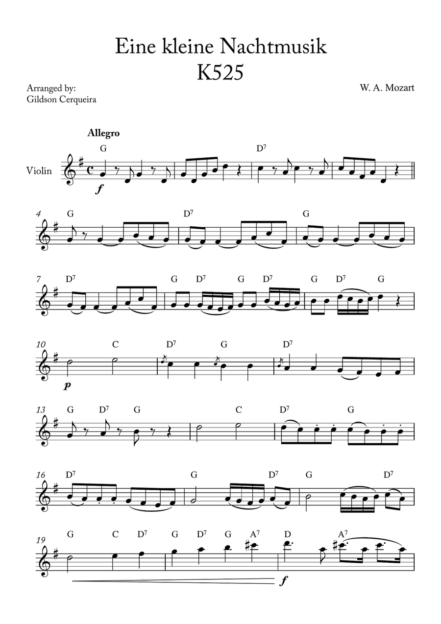Eine kleine Nachtmusik Eine kleine Nachtmusik Chamber Music scores gallery preview page 1