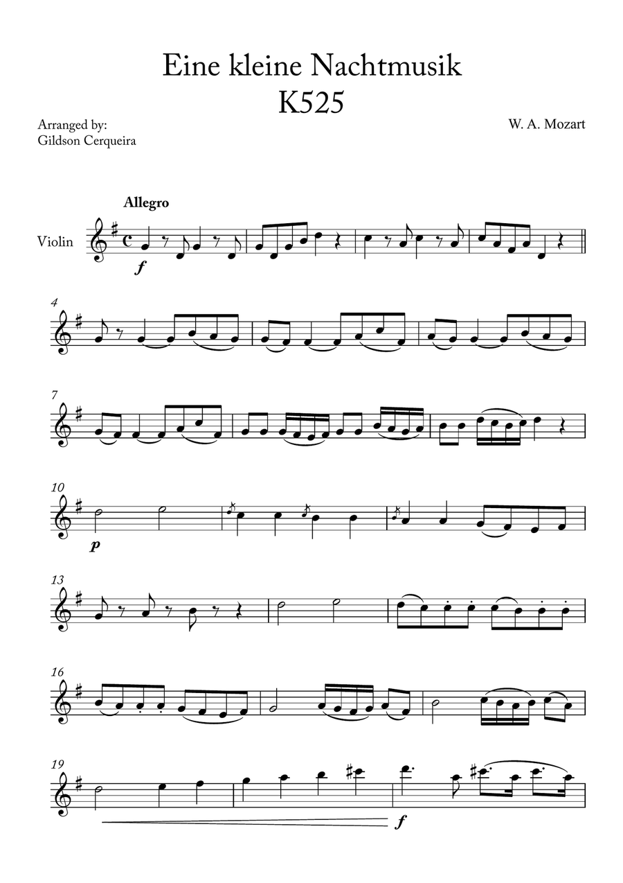 Eine kleine Nachtmusik Eine kleine Nachtmusik Chamber Music scores gallery preview page 1