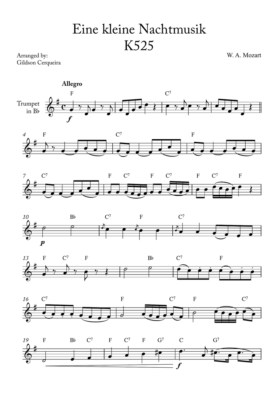 Eine kleine Nachtmusik Eine kleine Nachtmusik Chamber Music scores gallery preview page 1