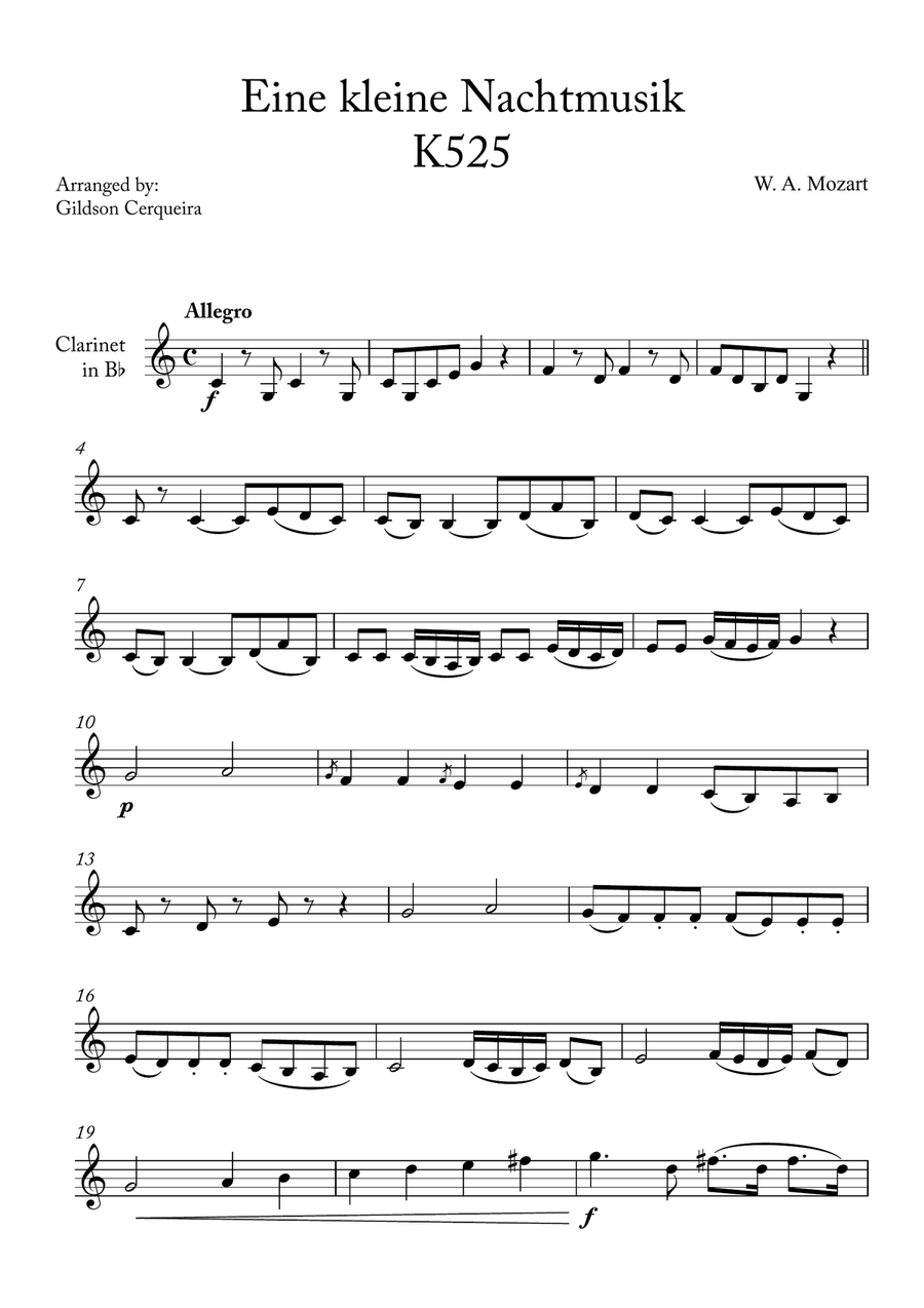 Eine kleine Nachtmusik Eine kleine Nachtmusik Chamber Music scores gallery preview page 1