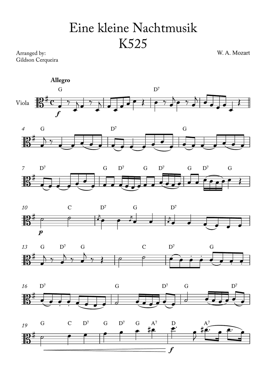 Eine kleine Nachtmusik Eine kleine Nachtmusik Chamber Music scores gallery preview page 1