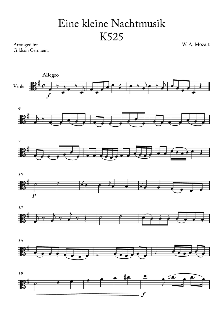 Eine kleine Nachtmusik Eine kleine Nachtmusik Chamber Music scores gallery preview page 1
