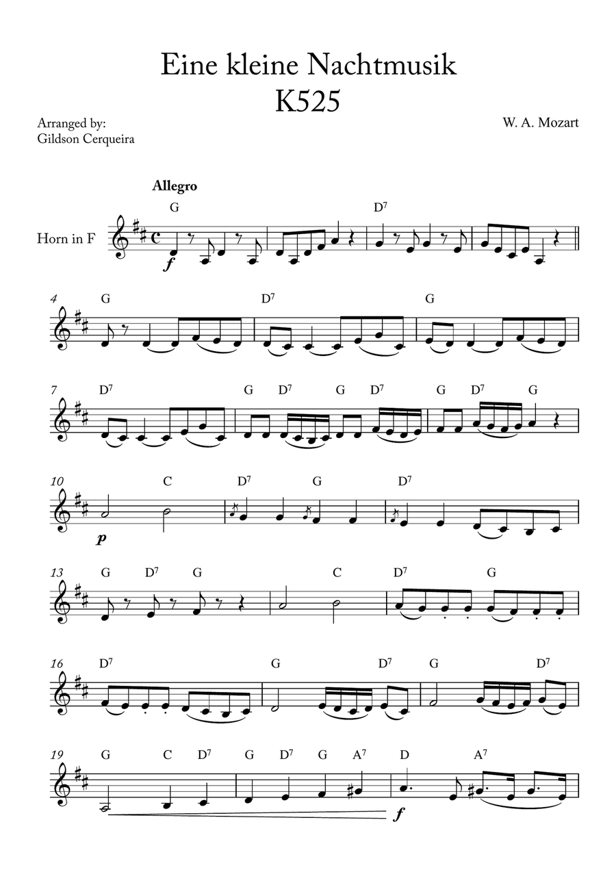 Eine kleine Nachtmusik Eine kleine Nachtmusik Chamber Music scores gallery preview page 1