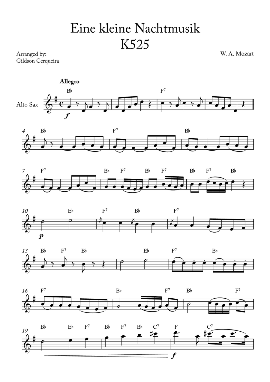 Eine kleine Nachtmusik Eine kleine Nachtmusik Chamber Music scores gallery preview page 1