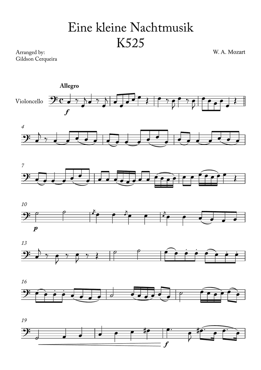 Eine kleine Nachtmusik Eine kleine Nachtmusik Chamber Music scores gallery preview page 1