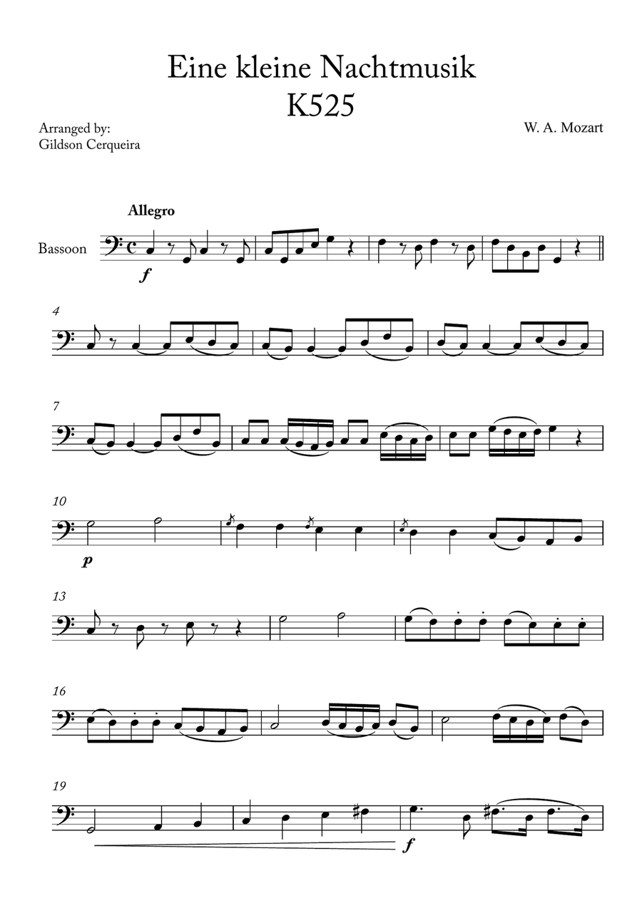 Eine kleine Nachtmusik Eine kleine Nachtmusik Chamber Music scores gallery preview page 1
