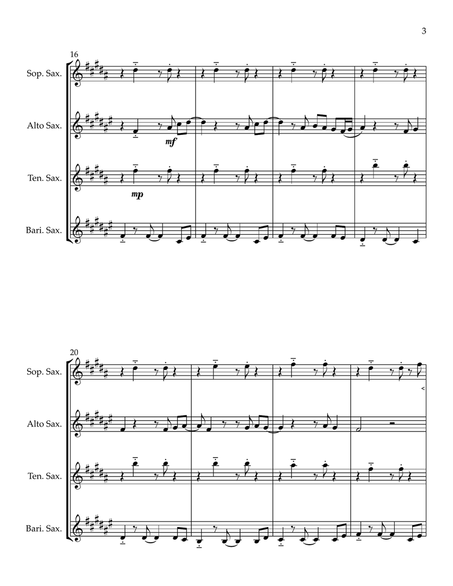 Stand By Me Stand By Me Saxophone Quartet scores gallery preview page 3