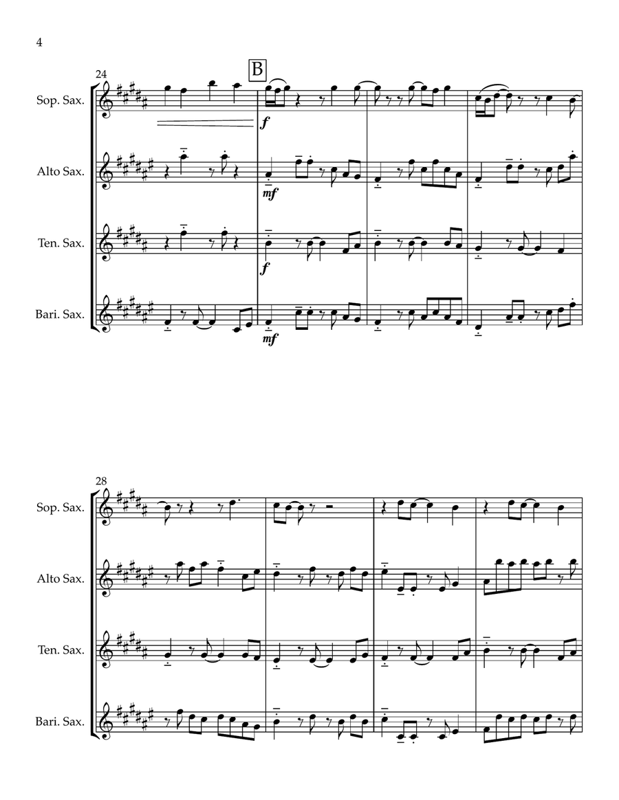 Stand By Me Stand By Me Saxophone Quartet scores gallery preview page 4