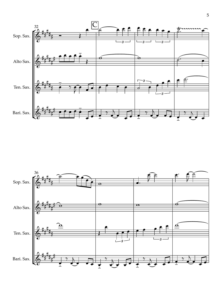 Stand By Me Stand By Me Saxophone Quartet scores gallery preview page 5