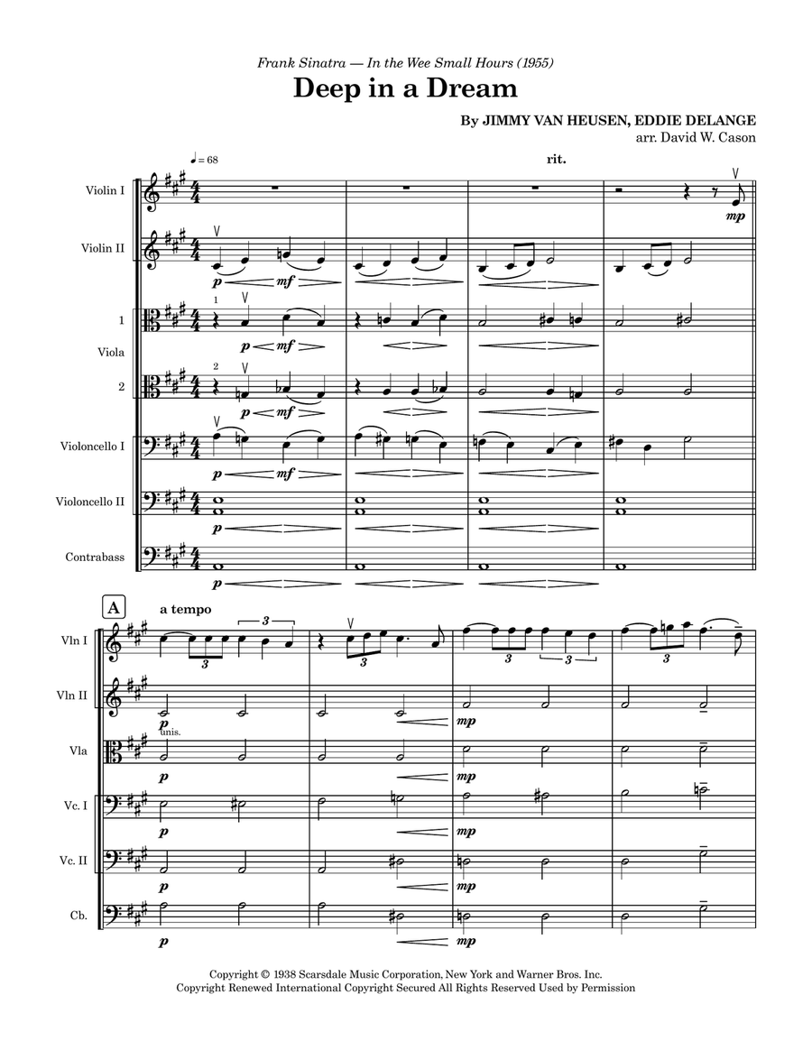 Deep In A Dream String Orchestra scores gallery preview page 1