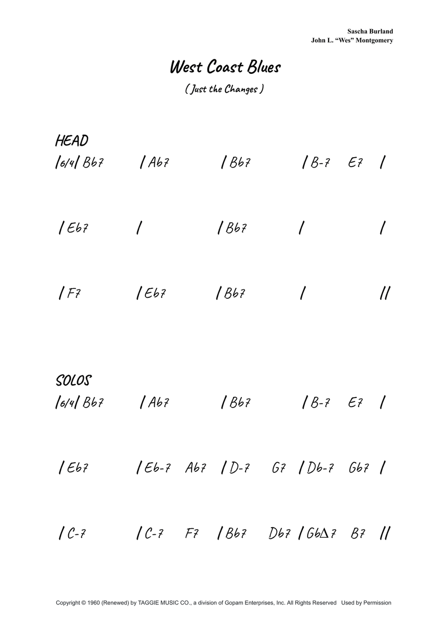West Coast Blues West Coast Blues Piano scores gallery preview page 1
