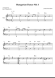 Hungarian Dance No. 5 – Easy Piano (Key of Fm)