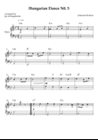 Hungarian Dance No. 5 – Easy Piano (Key of Gm)