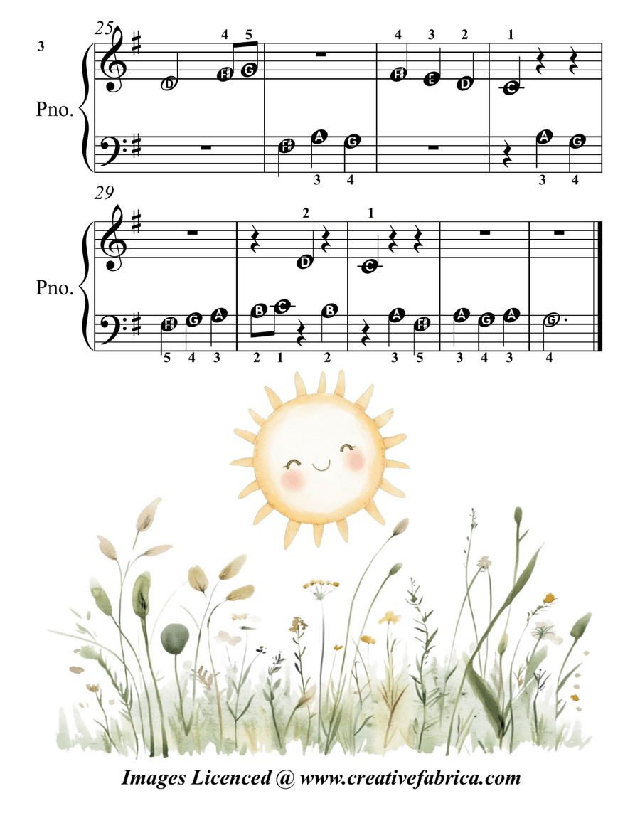 Ten Little Girls Basking in the Sunshine for Beginner Piano Piano Method scores gallery preview page 5
