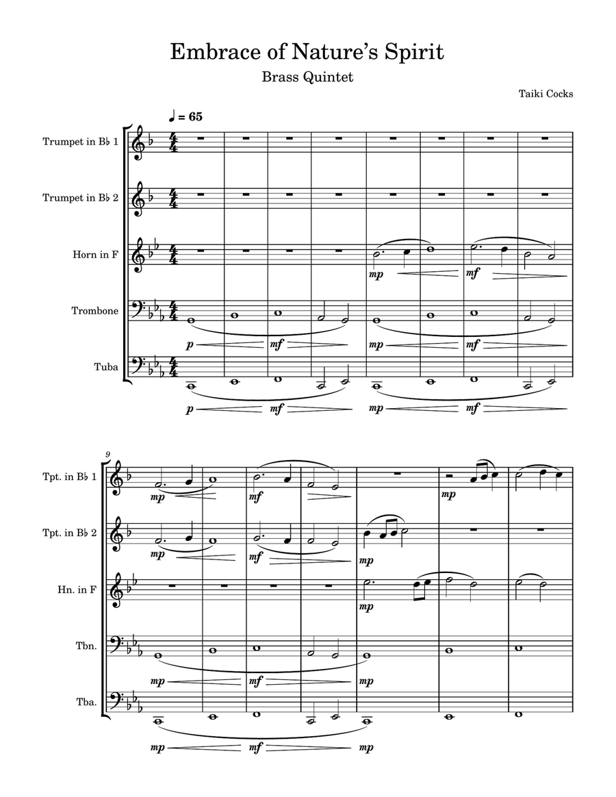 Embrace of Nature’s Spirit Brass Quintet scores gallery preview page 1