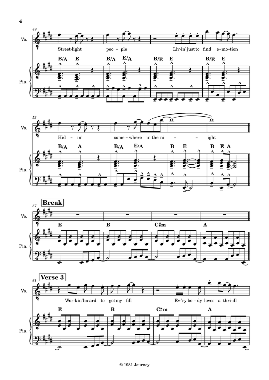 Don't Stop Believin' Don't Stop Believin' Piano, Vocal scores gallery preview page 4