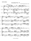 Bach Invention 13 for Trumpet Duet, OR for Trumpet and Horn Duet