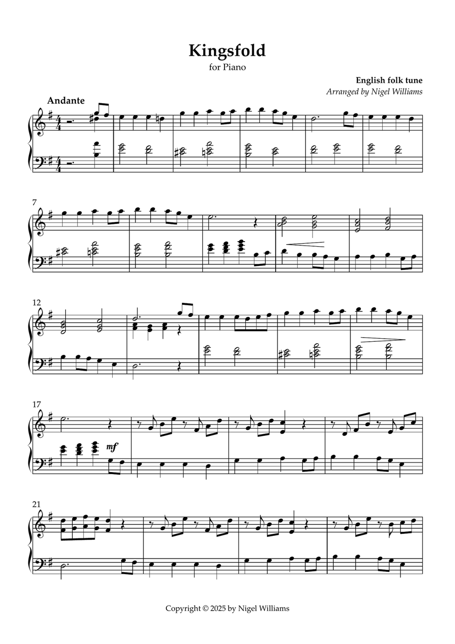 Kingsfold Kingsfold Piano Solo scores gallery preview page 1