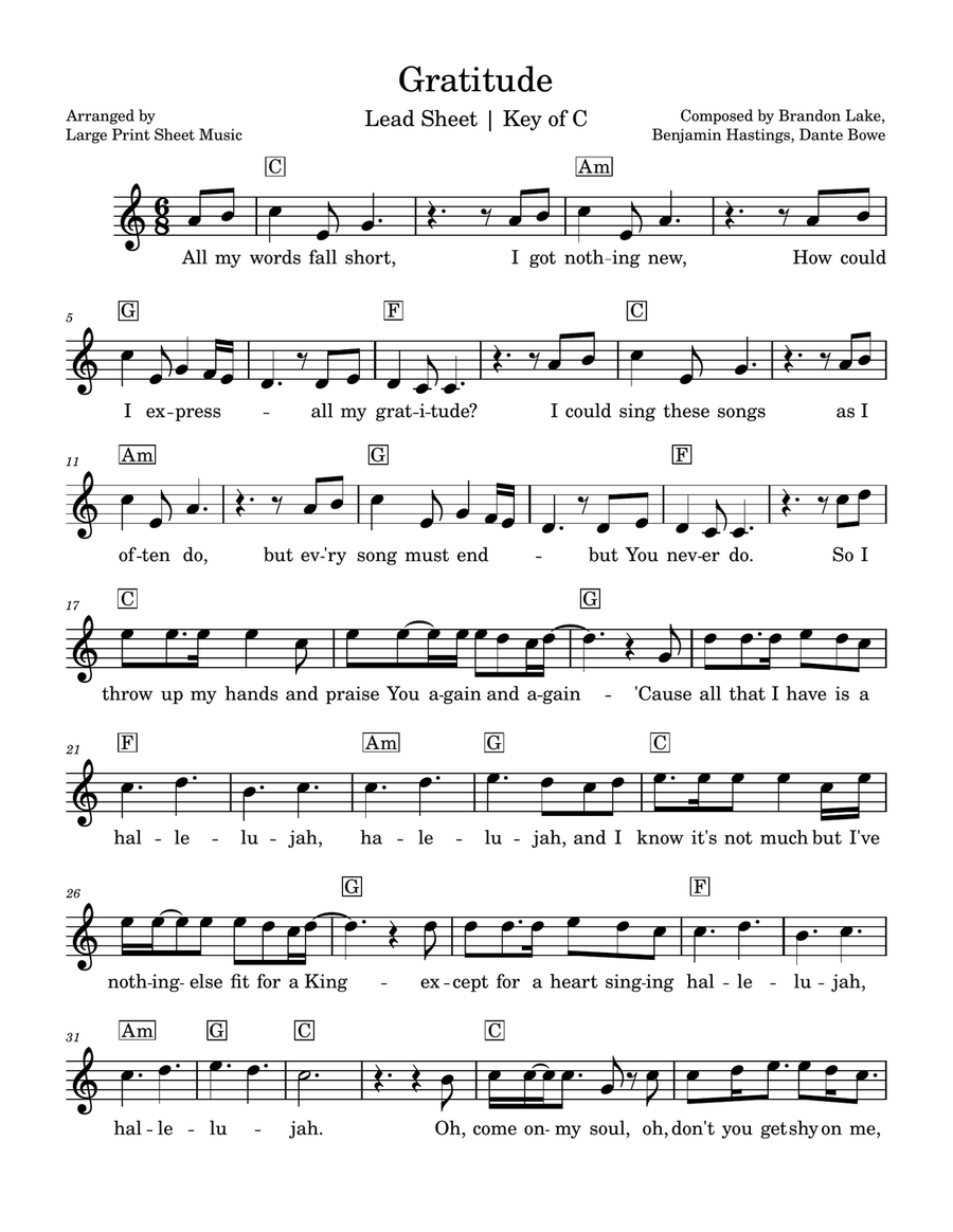 Gratitude Piano scores gallery preview page 1