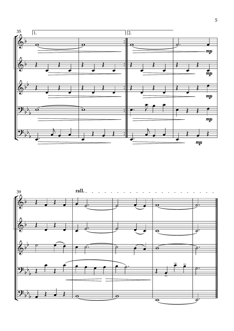Blowin' In The Wind Blowin' In The Wind Brass Quintet scores gallery preview page 5