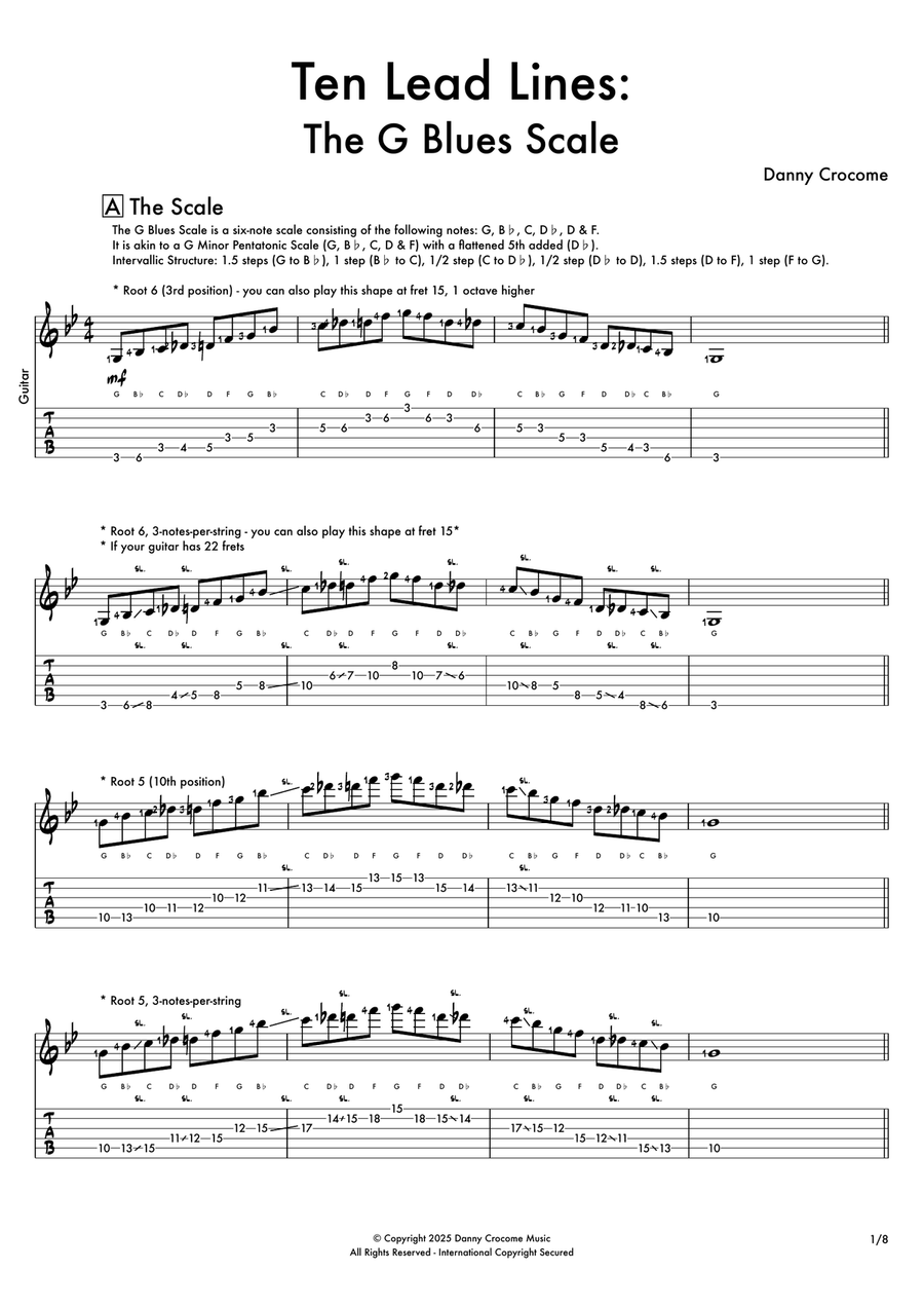 Ten Lead Lines: The G Blues Scale Electric Guitar scores gallery preview page 2