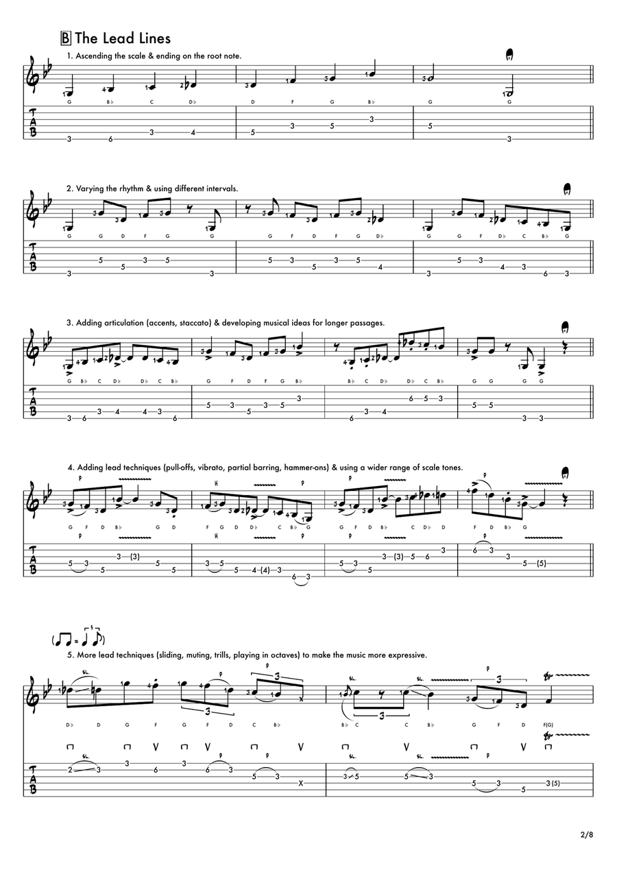 Ten Lead Lines: The G Blues Scale Electric Guitar scores gallery preview page 3
