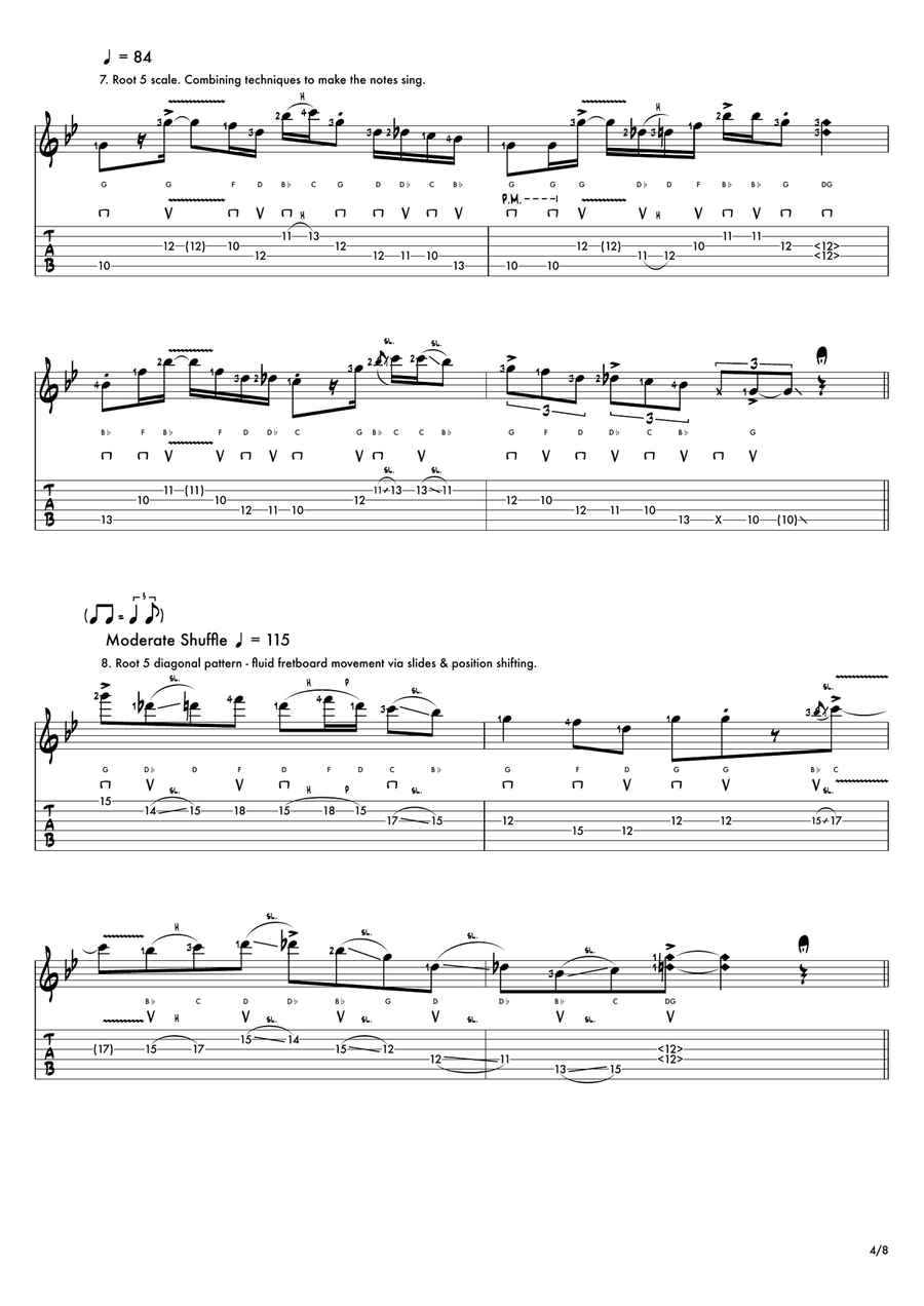 Ten Lead Lines: The G Blues Scale Electric Guitar scores gallery preview page 5