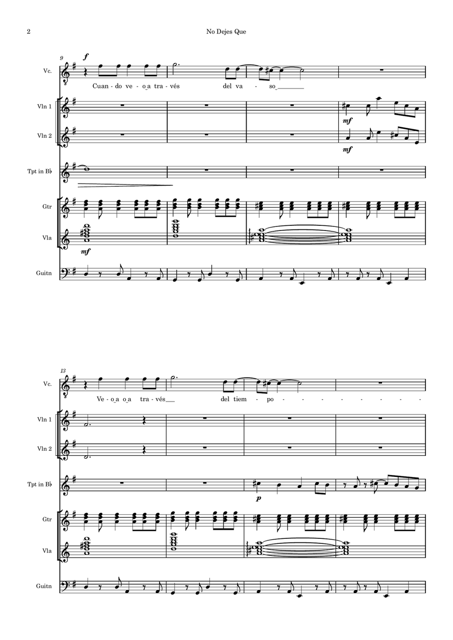 No Dejes Que No Dejes Que Mariachi Band scores gallery preview page 2