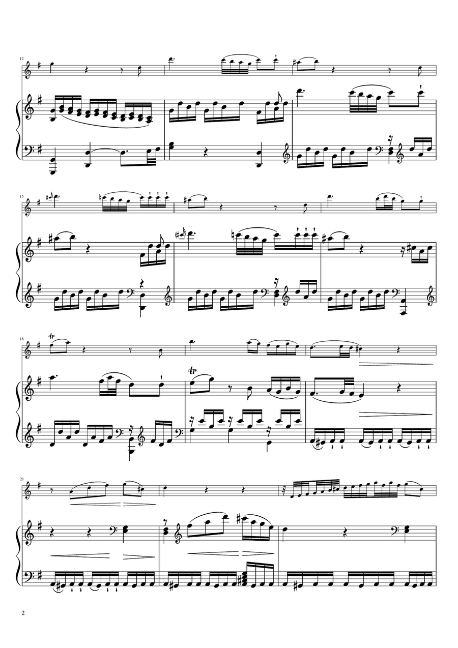Sonta for 2 Pianos D major 2nd mov. Andante KV448 6.375a / Flute & Piano Flute Solo scores gallery preview page 2